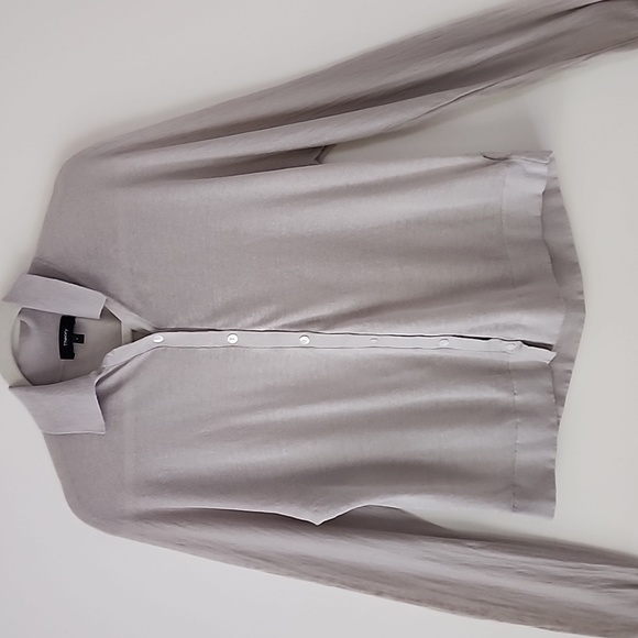 Theory Gray Linen Blend Button Front Collared Cardigan XS P (f9) - Picture 1 of 6